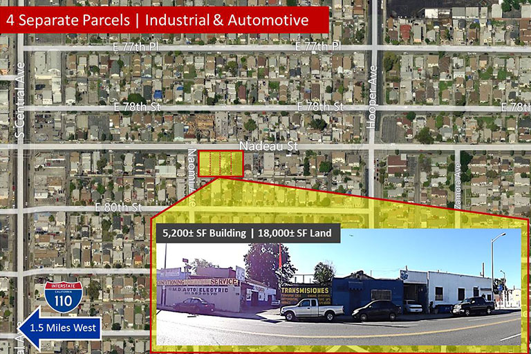 Map showing industrial and automotive parcels location.