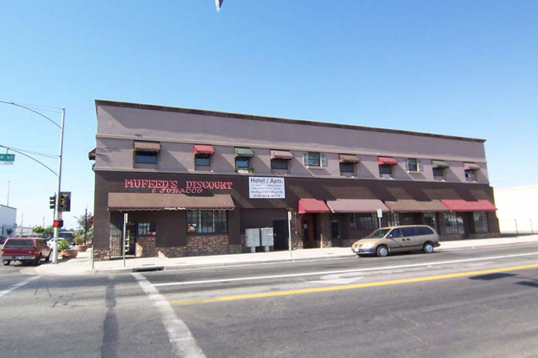 Street view of a discount store building.
